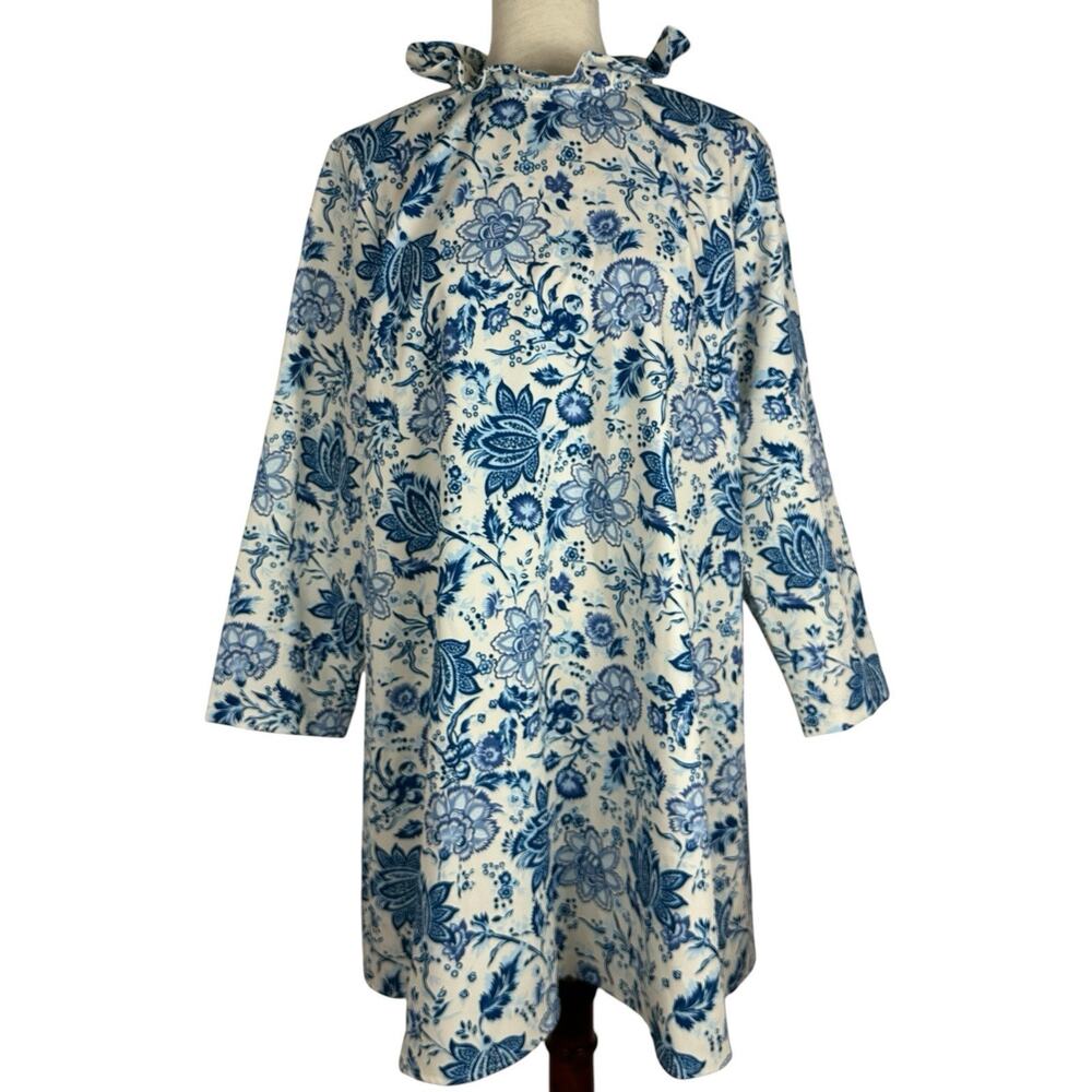Tuckernuck White and Blue Floral Long Sleeve Dress